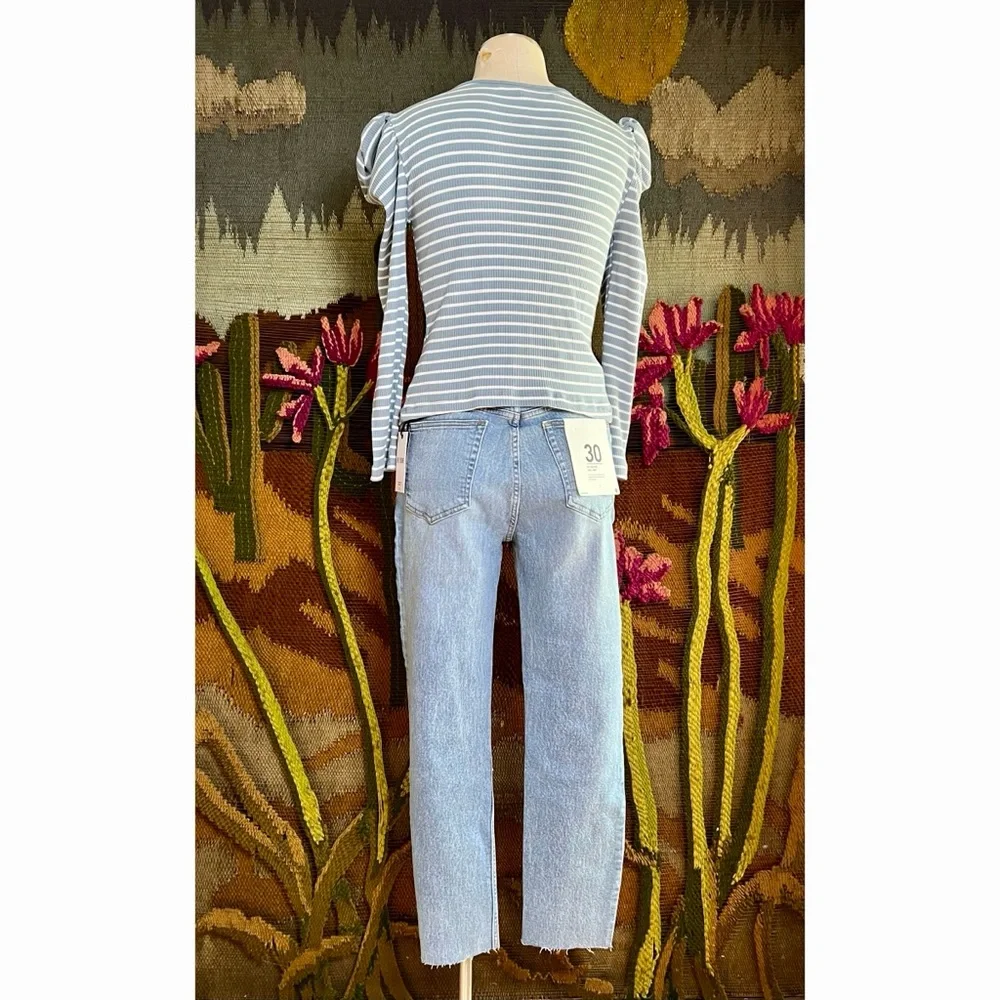 Anthropologie Puff Sleeve Tie Front Top M